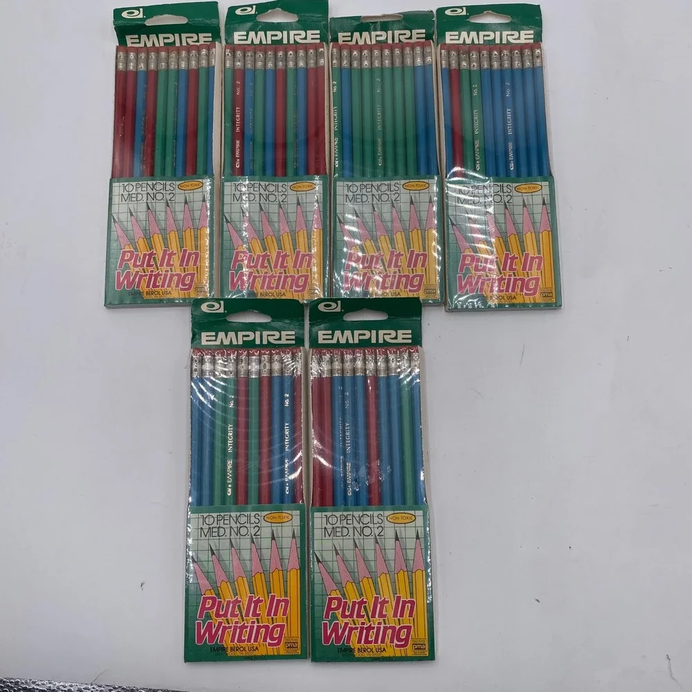 Empire Berol Integrity No 2 Pencils Lot 60 Vintage USA Red Blue Green Med Lead